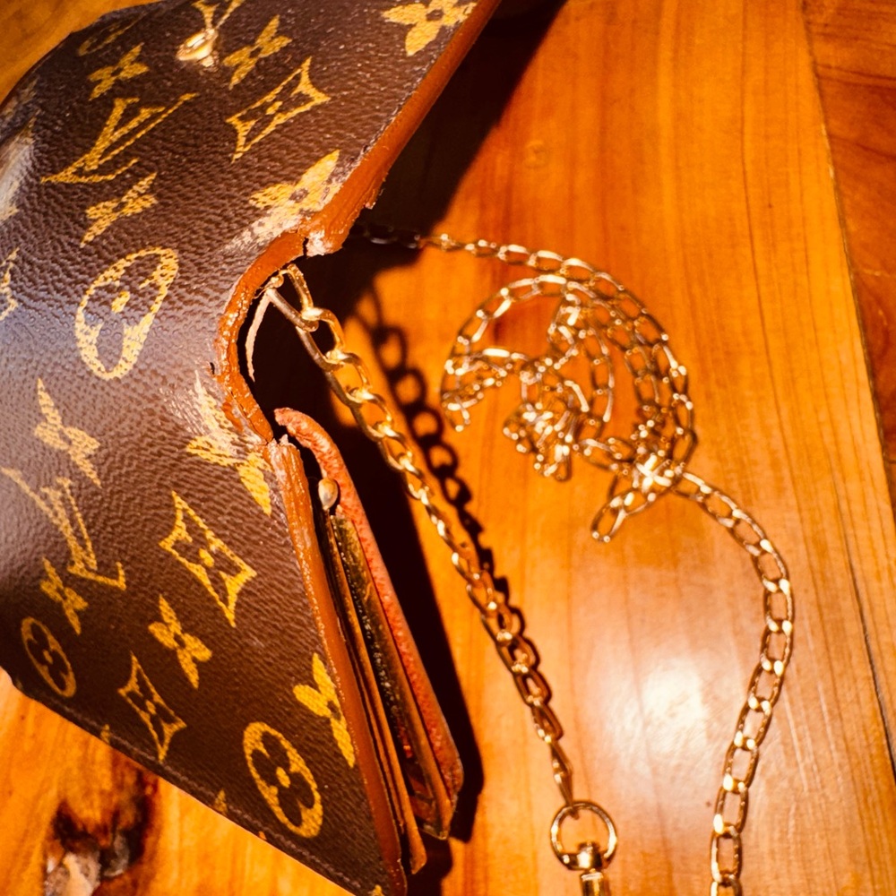 Louis Vuitton French purse, wallet, monogram, vintage kiss Lock brown gold - Picture 13 of 16